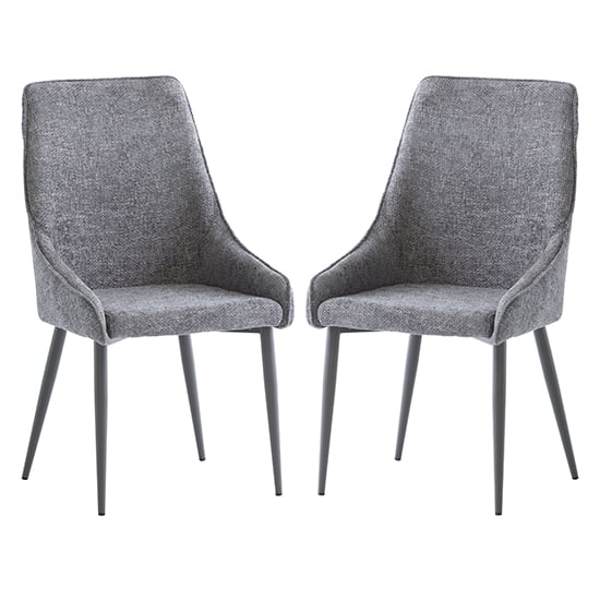 Read more about Jacinta graphite fabric dining chairs with grey legs in pair