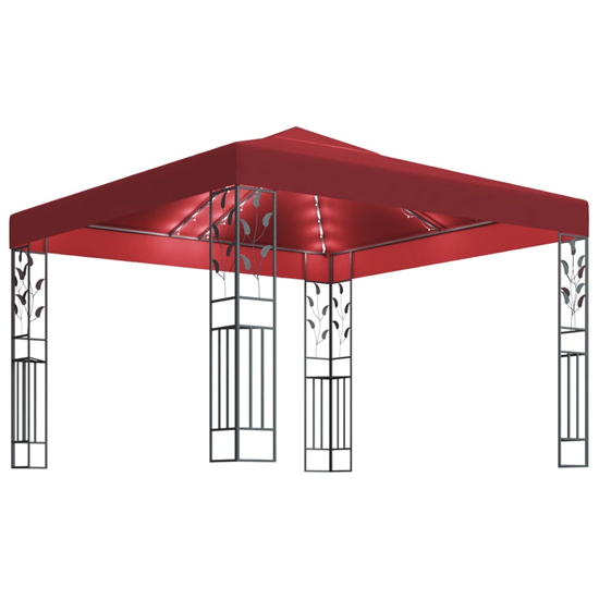 Jack 3m x 3m Gazebo In Wine Red With LED Lights