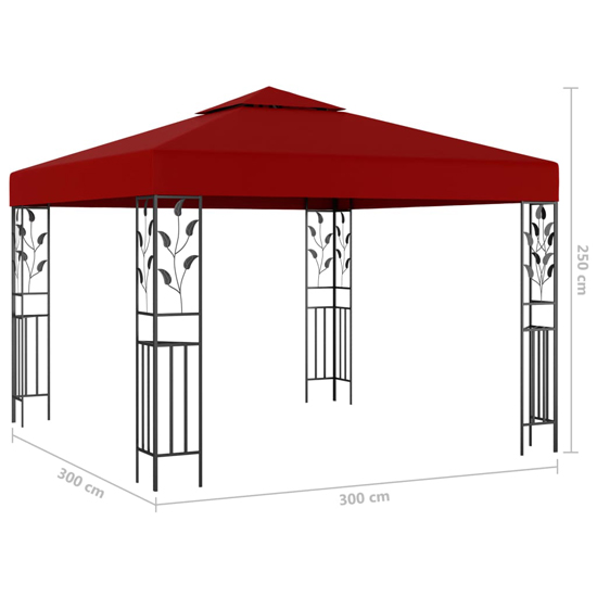 Jack 3m x 3m Gazebo In Wine Red With LED Lights