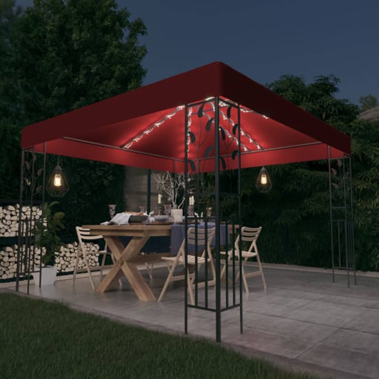 Jack 3m x 3m Gazebo In Wine Red With LED Lights