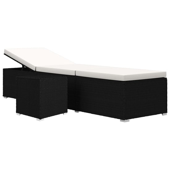 Jack Rattan Sun Lounger With Cushion And Tea Table In Black