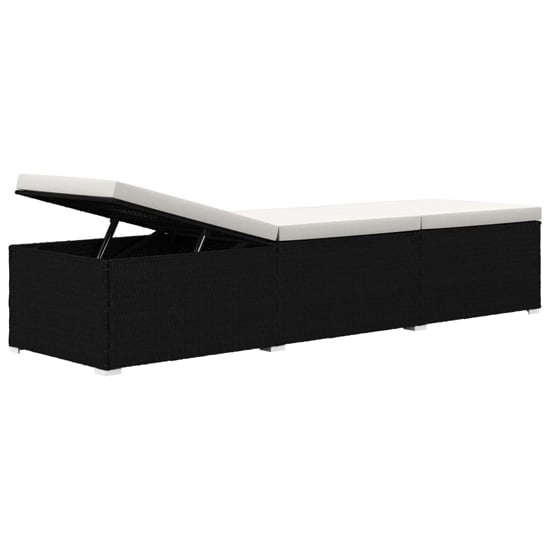 Jack Rattan Sun Lounger With Cushion And Tea Table In Black