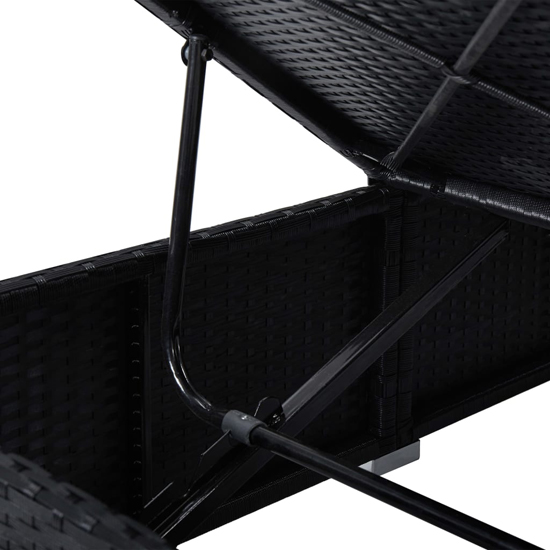 Jack Rattan Sun Lounger With Cushion And Tea Table In Black