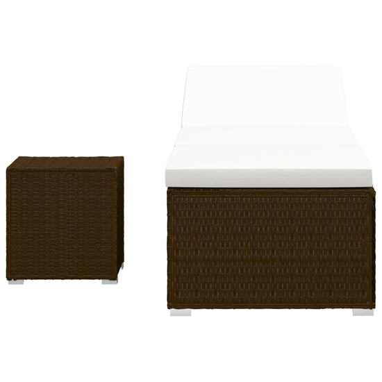 Jack Rattan Sun Lounger With Cushion And Tea Table In Brown