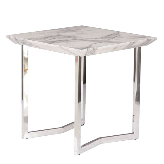 Jackson End Table Square In High Gloss White Marble Finish Furniture