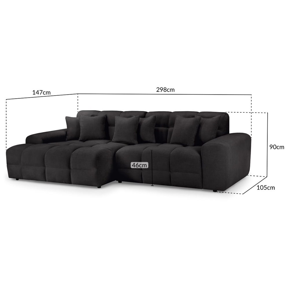 Jackson Fabric Left Hand Corner Sofa In Black