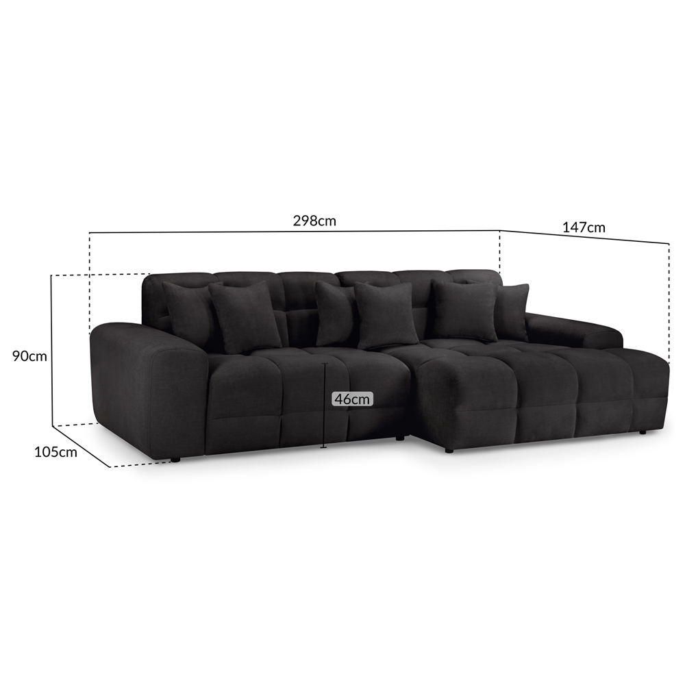 Jackson Fabric Right Hand Corner Sofa In Black