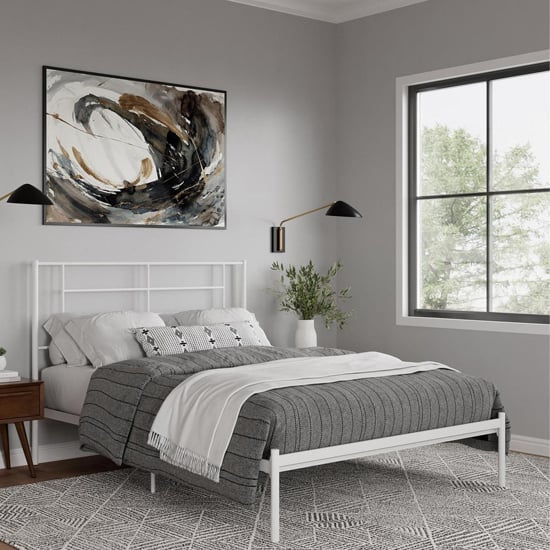Read more about Jacksonville metal king size bed in white