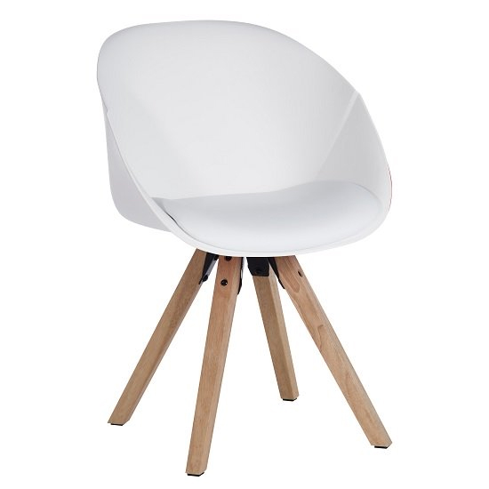 Jaclyn White PU Visitor Chair With Wooden Legs In Pair_2