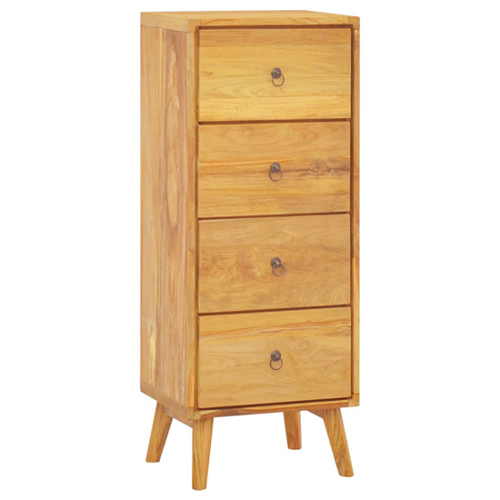 Jacop Solid Teak Wood Chest Of 4 Drawers In Natural thumbnail