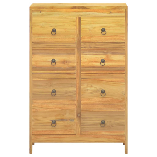 Jacop Solid Teak Wood Chest Of 8 Drawers In Natural
