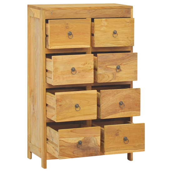 Jacop Solid Teak Wood Chest Of 8 Drawers In Natural