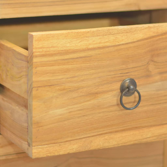 Jacop Solid Teak Wood Narrow Chest Of 4 Drawers In Natural