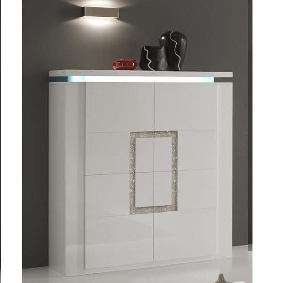 4 door sideboard, gloss, white