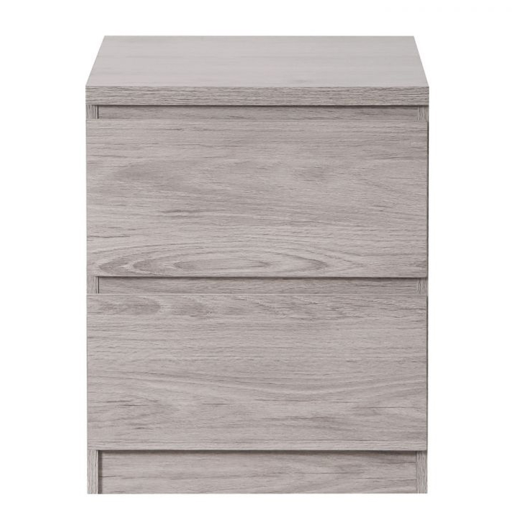 Jadiel Wooden Bedside Cabinet With 2 Drawers In Grey Oak