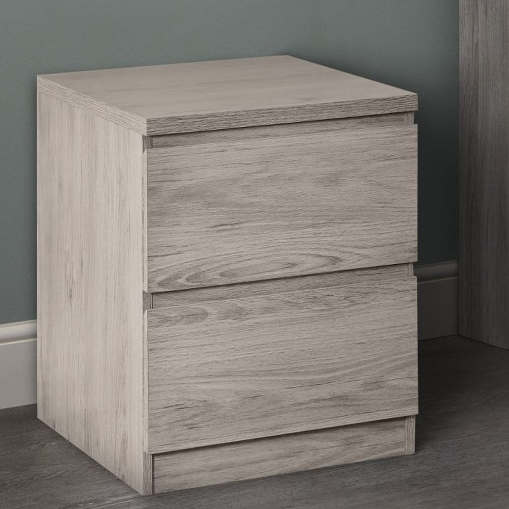 Read more about Jadiel wooden bedside cabinet with 2 drawers in grey oak
