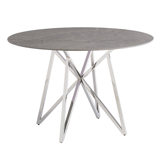 Product photograph of Jadzia 120cm Round Marble Dining Table In Grey from Furniture in Fashion