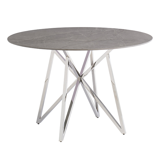 Jadzia 120cm Round Marble Dining Table In Grey Furniture in Fashion