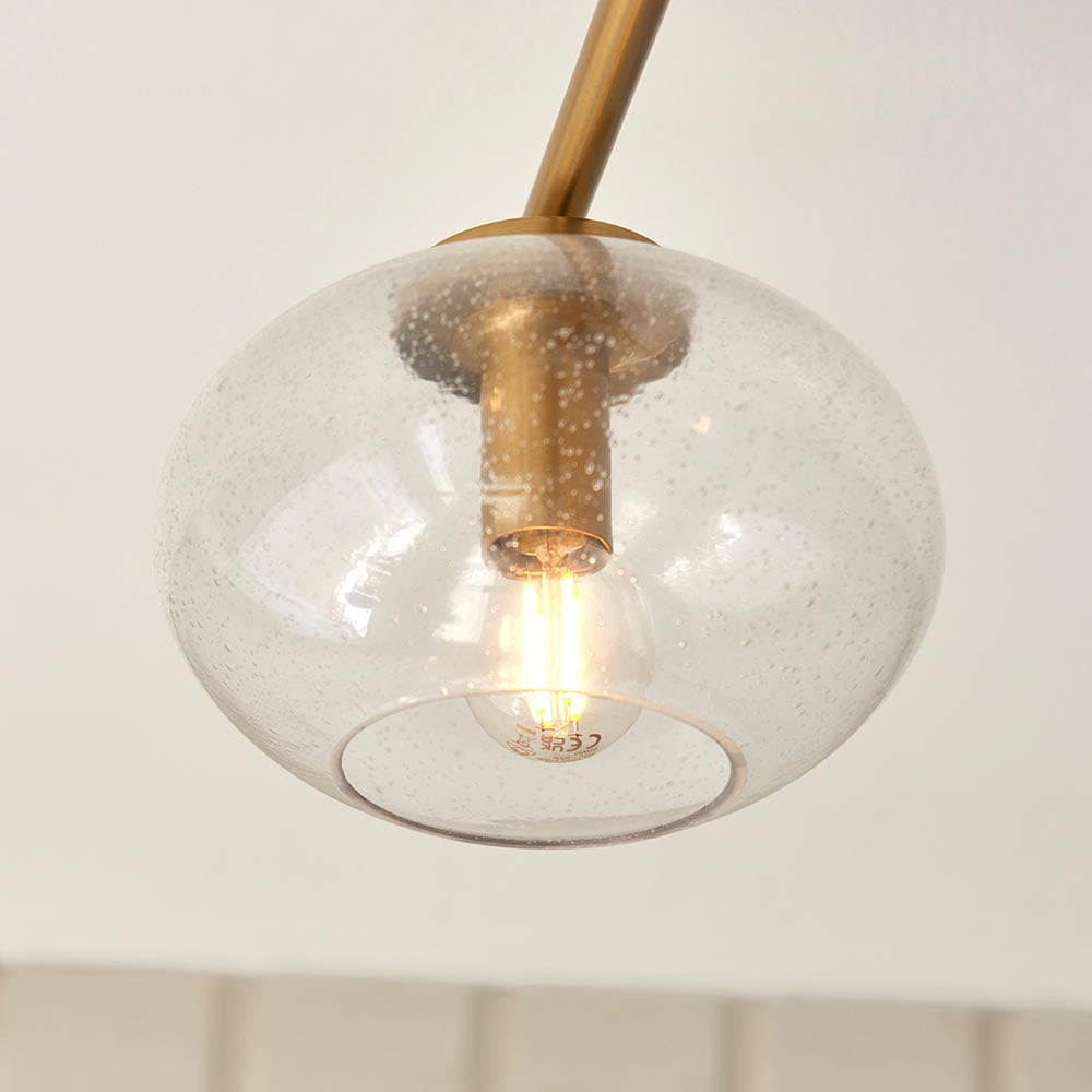 Jaffrey 3 Lights Clear Glass Semi Flush Ceiling Light In Brass