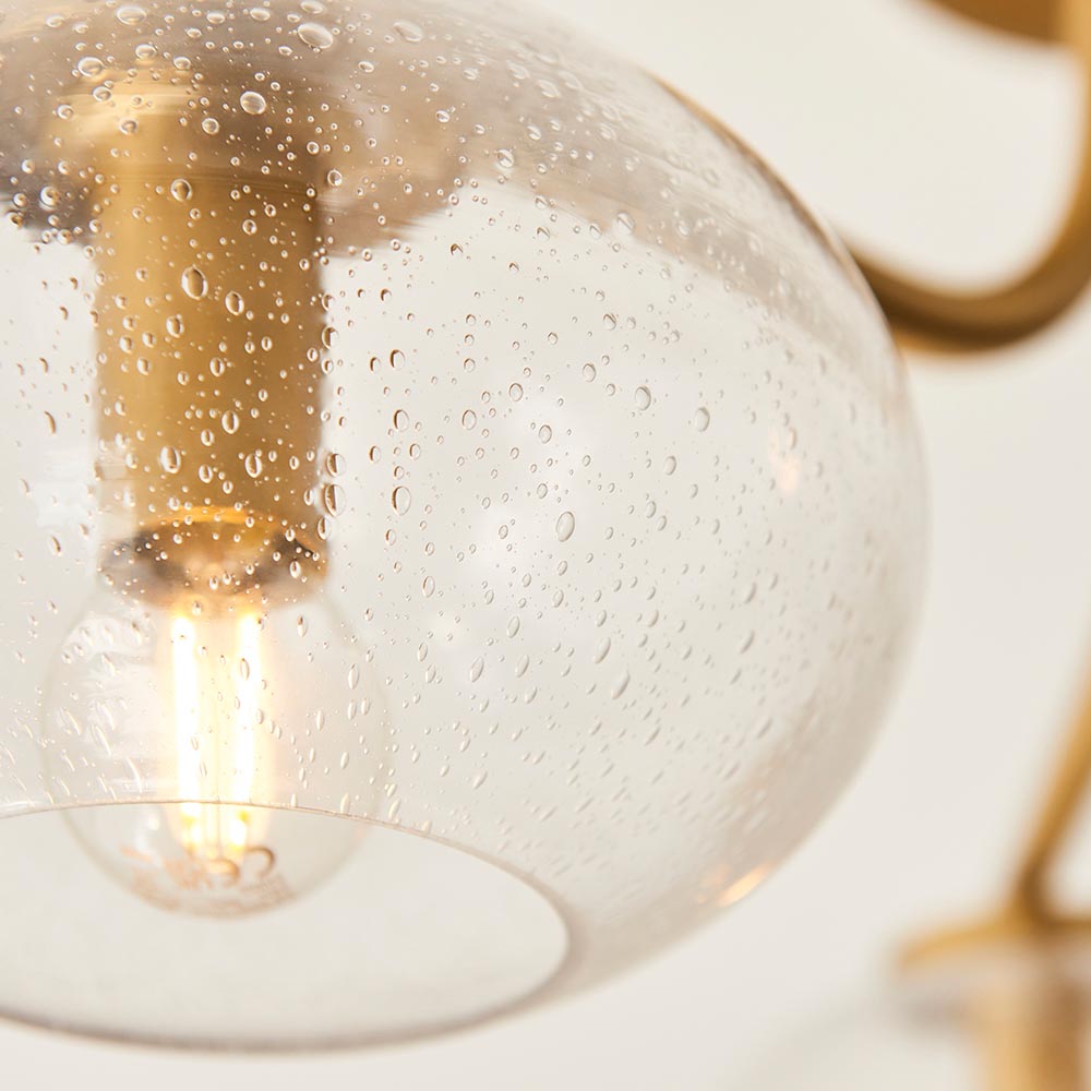 Jaffrey 3 Lights Clear Glass Semi Flush Ceiling Light In Brass