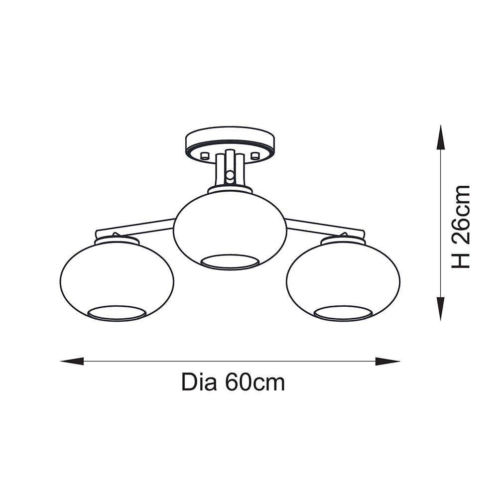 Jaffrey 3 Lights Clear Glass Semi Flush Ceiling Light In Brass
