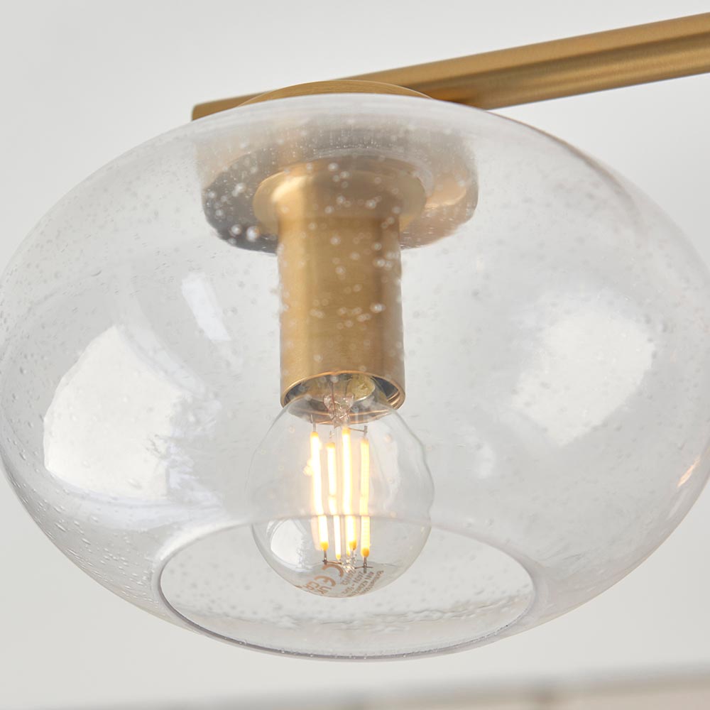 Jaffrey 5 Lights Clear Glass Semi Flush Ceiling Light In Brass