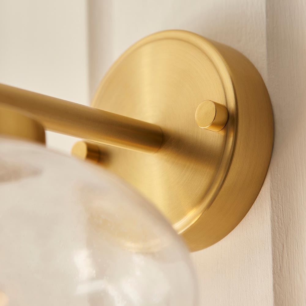 Jaffrey Clear Glass Wall Light In Brass