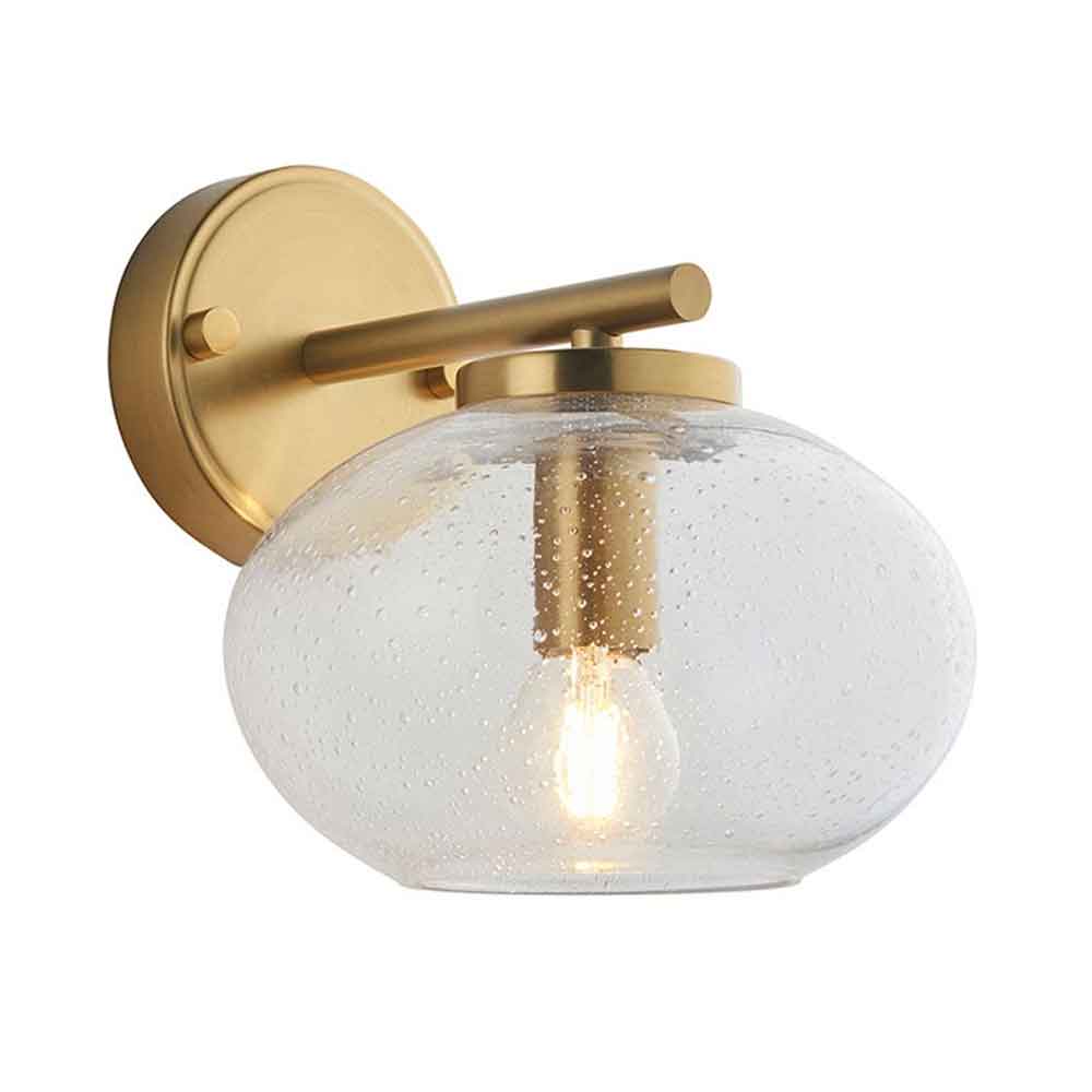 Jaffrey Clear Glass Wall Light In Brass