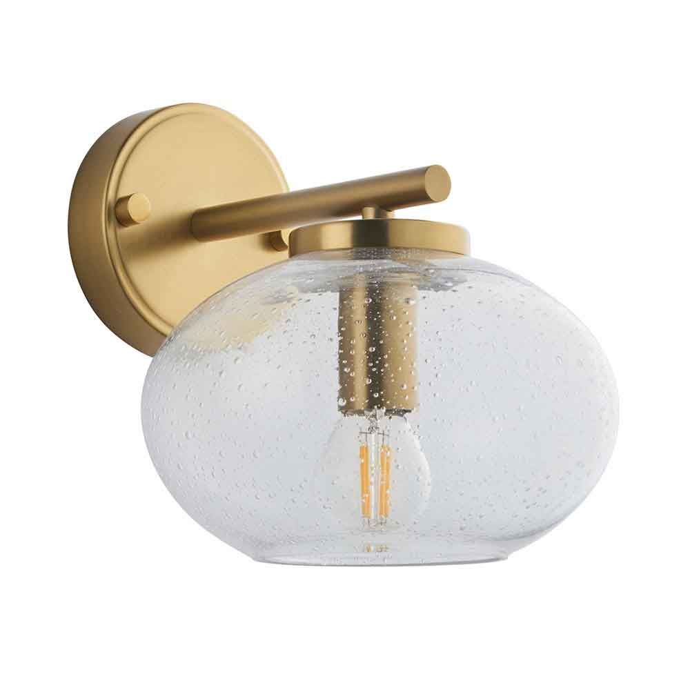 Jaffrey Clear Glass Wall Light In Brass
