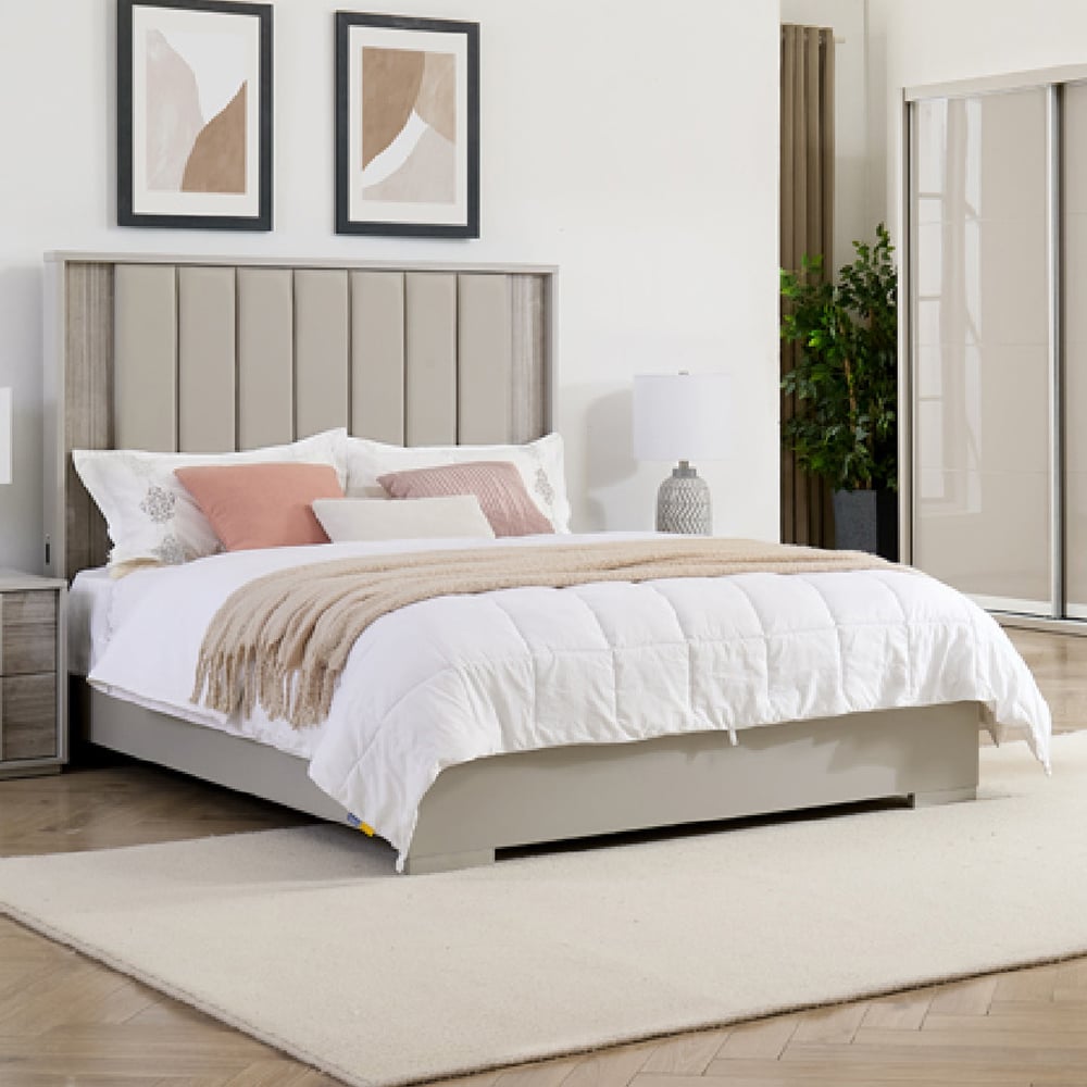 Read more about Jaffrey high gloss double bed in grey with led lights