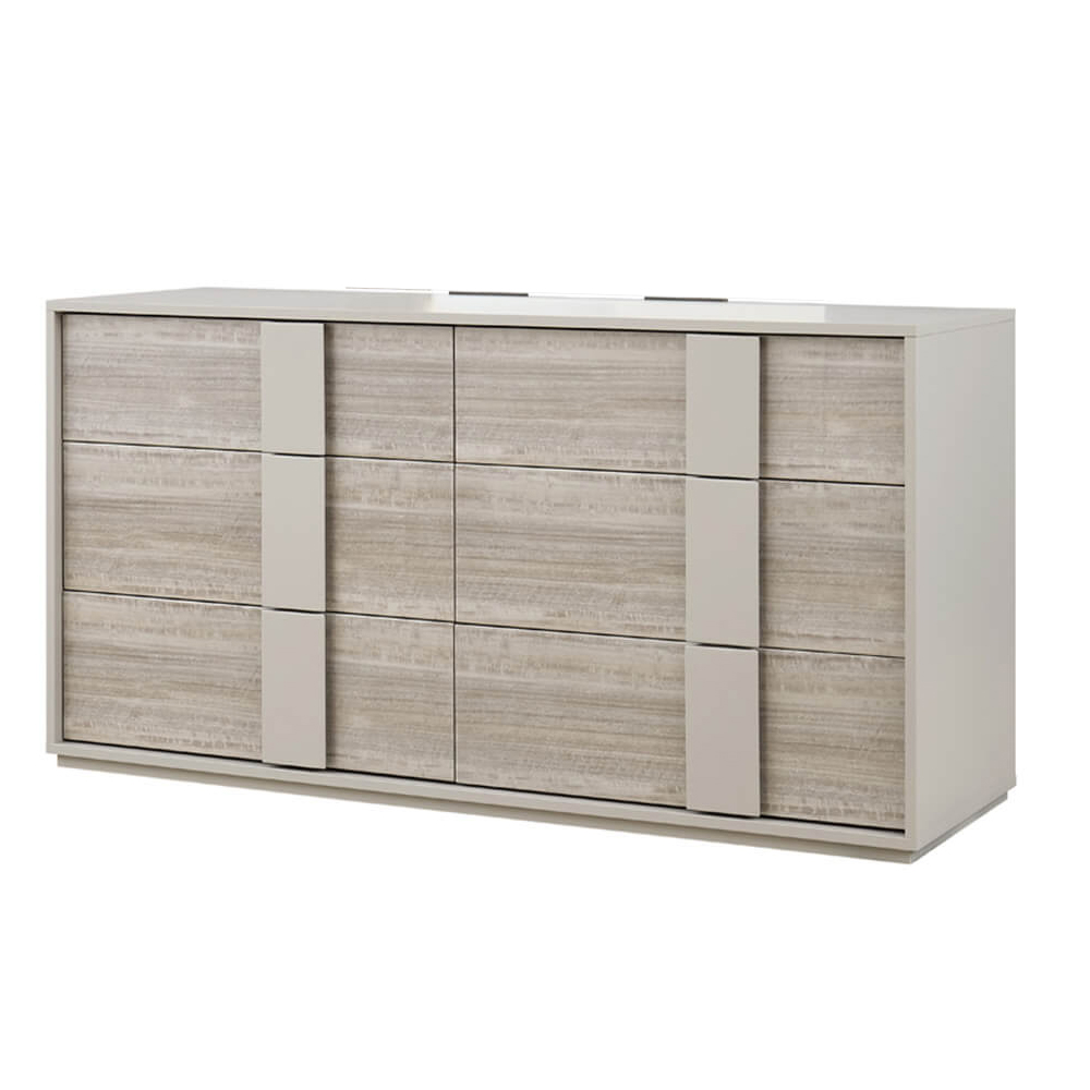 Read more about Jaffrey high gloss dressing chest of 6 drawers in grey