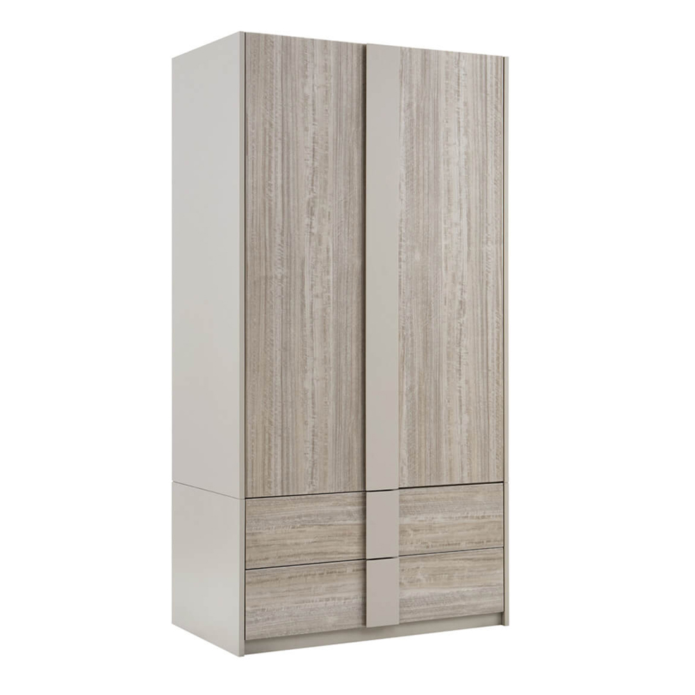 Read more about Jaffrey high gloss wardrobe with 2 doors 2 drawers in grey