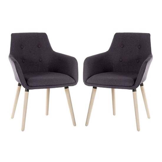 Jaime Fabric Reception Chairs In Graphite With Wood Legs In Pair_1