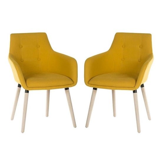 Jaime Fabric Reception Chair In Yellow With Wood Legs In Pair_1