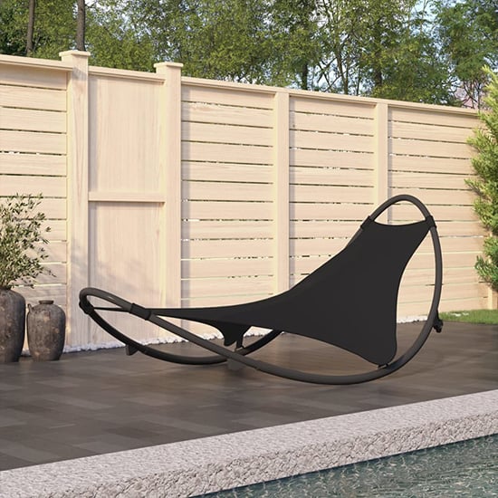 Read more about Jairo textliene fabric rocking sun lounger in black