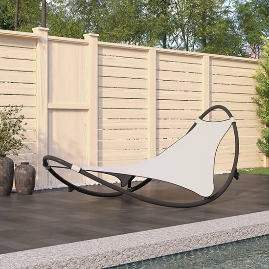 Read more about Jairo textliene fabric rocking sun lounger in cream
