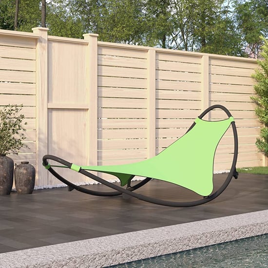 Read more about Jairo textliene fabric rocking sun lounger in green