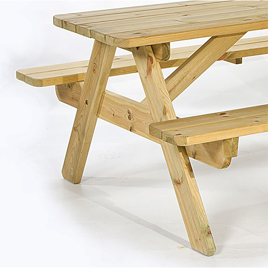 Jairo Wooden Picnic Table With 8 Seater Benches In Green Pine