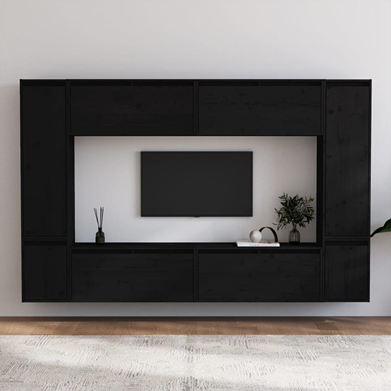 Read more about Jairus solid pinewood entertainment unit in black