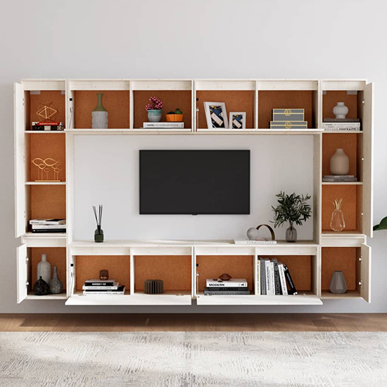 Jairus Solid Pinewood Entertainment Unit In White