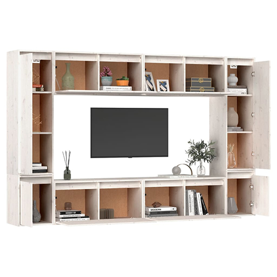 Jairus Solid Pinewood Entertainment Unit In White