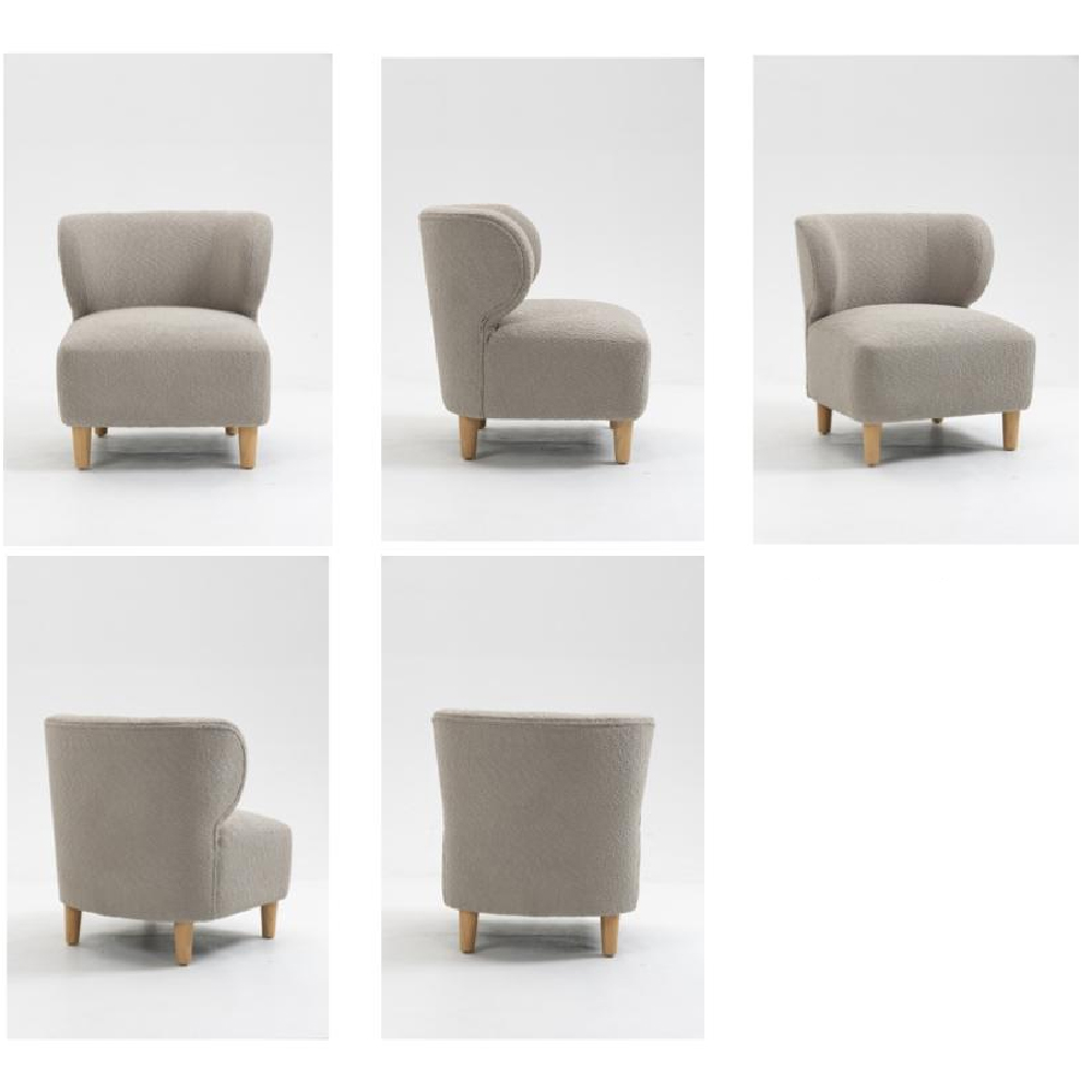 Jakarta Fabric Accent Chair With Oak Legs In Grey