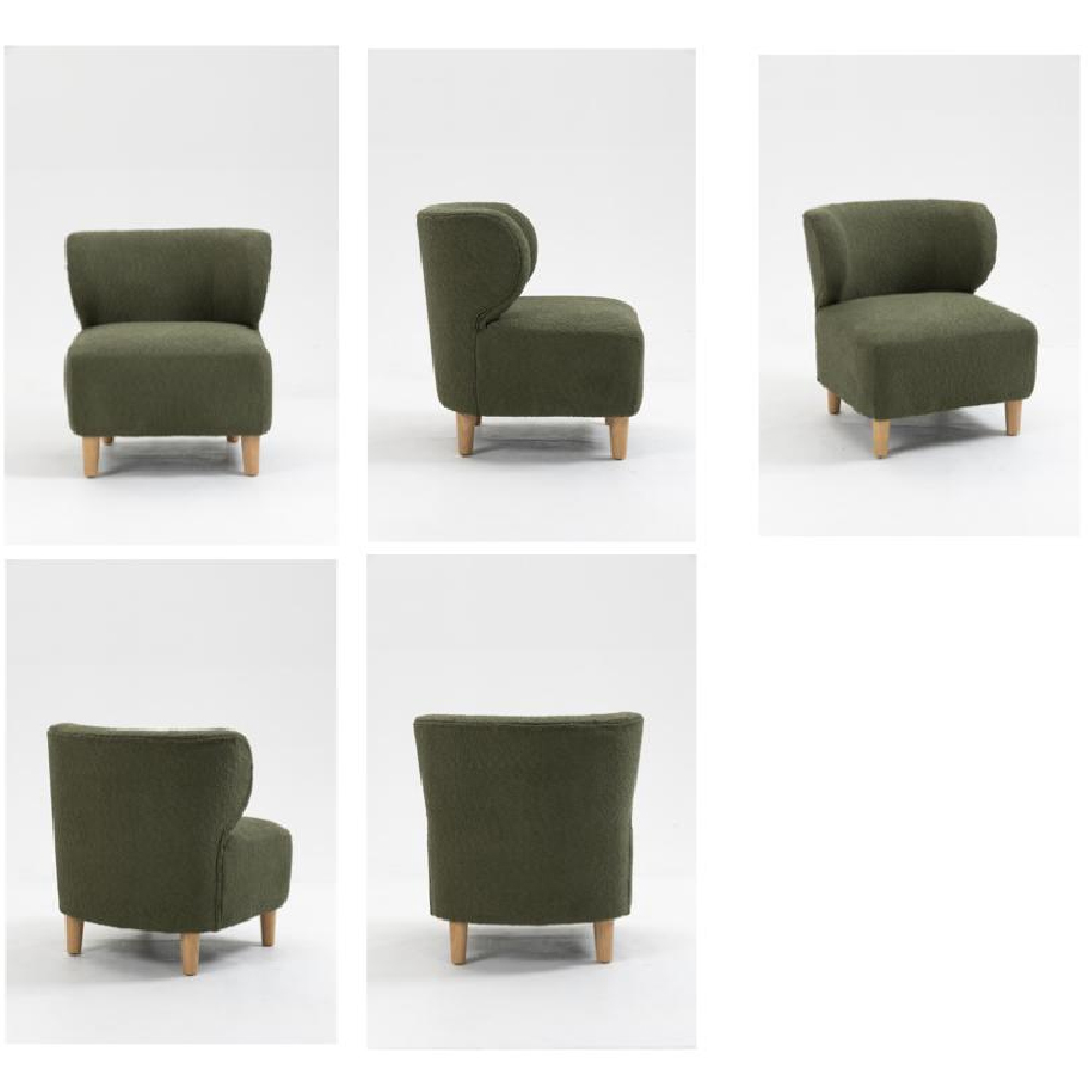 Jakarta Fabric Accent Chair With Oak Legs In Moss