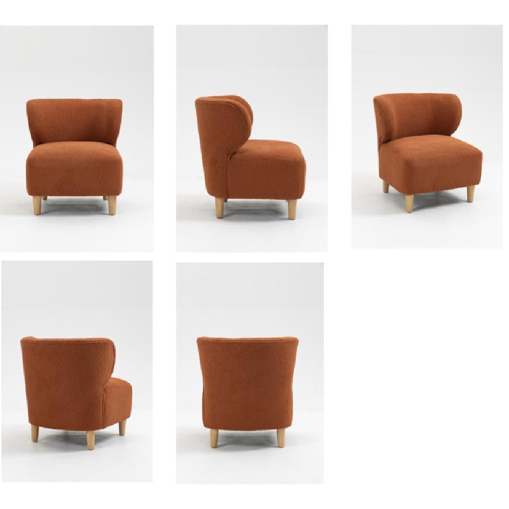 Jakarta Fabric Accent Chair With Oak Legs In Rust