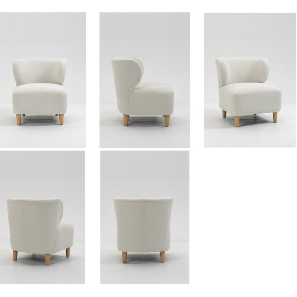 Jakarta Fabric Accent Chair With Oak Legs In White