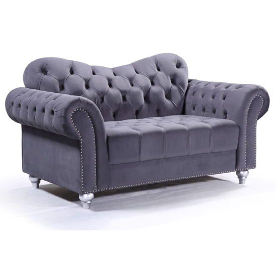 Read more about Jalen plush velvet 2 seater sofa in grey