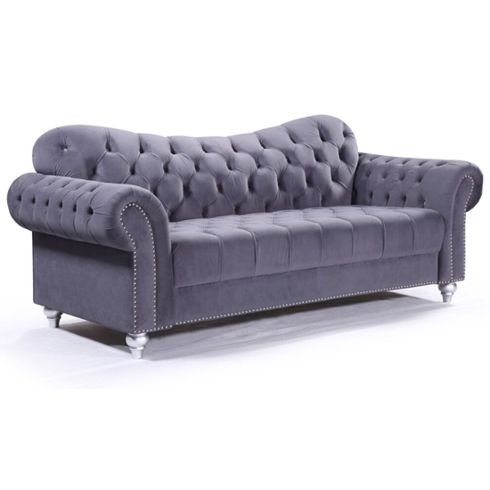 Read more about Jalen plush velvet 3 seater sofa in grey