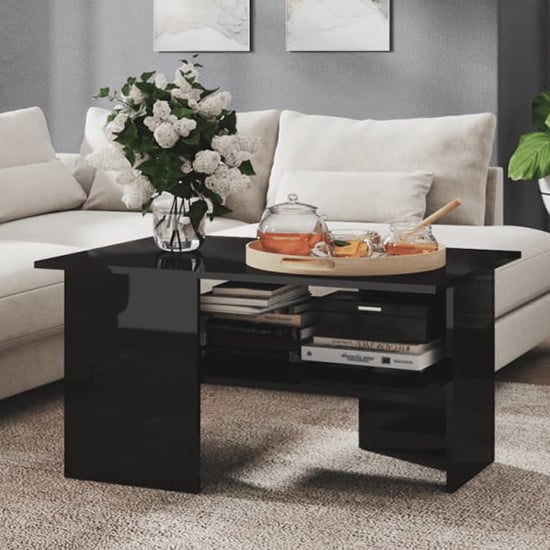 Jalie High Gloss Coffee Table With Undershelf In Black_1