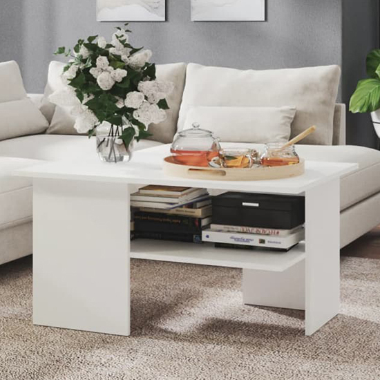 Jalie Wooden Coffee Table With Undershelf In White