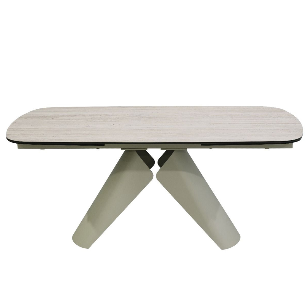 Jalnor Travertine Marble Effect Ceramic Top Extending Dining Table with Champagne Base